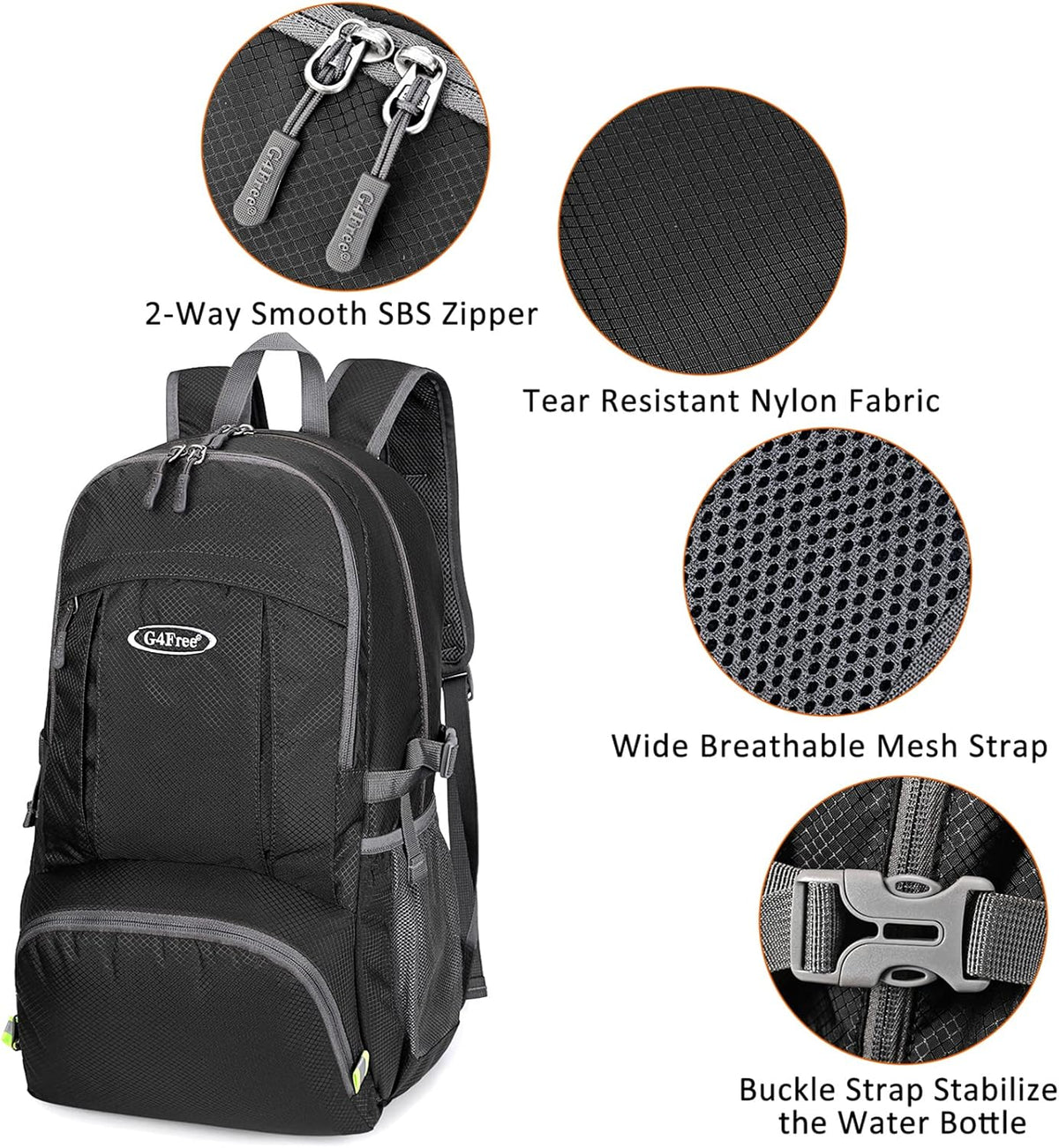 G4Free 40L Lightweight Packable Hiking Backpack, Waterproof Travel Daypack