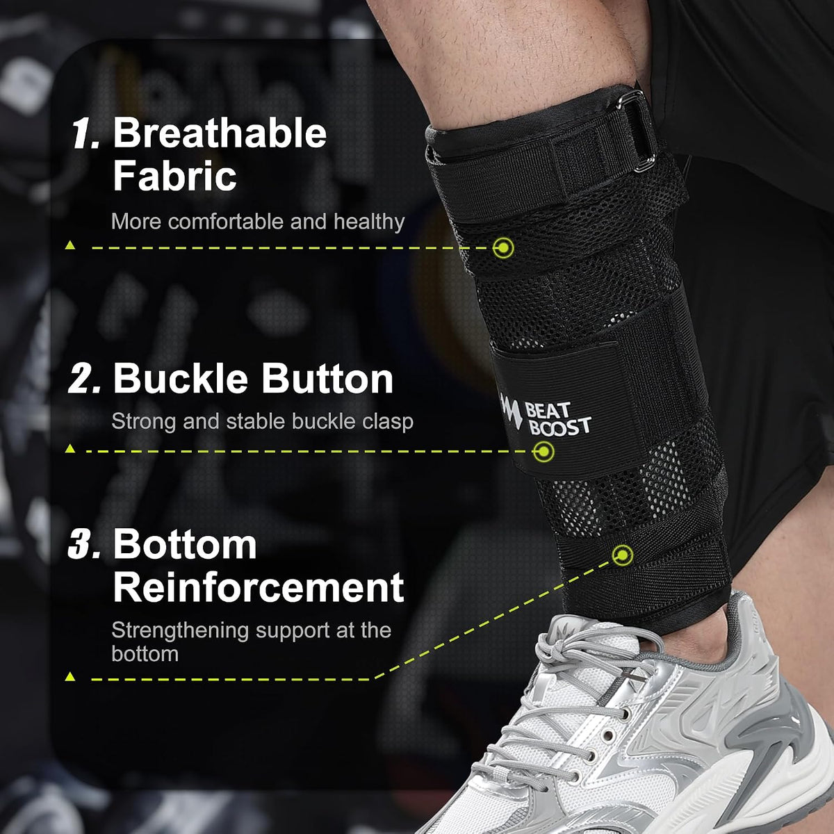 BeatBoost Ankle Wrist Weights 5lb/10lb/15lb/20lb/25lb/30lb Adjustable Leg Arm Weights for Men Walking Pilates Exercise Workout Gym Aerobics