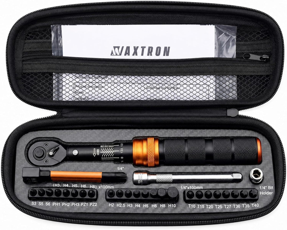 Bike Torque Wrench Set, 1/4-Inch Drive, 2-20 Nm, 35-Piece Kit