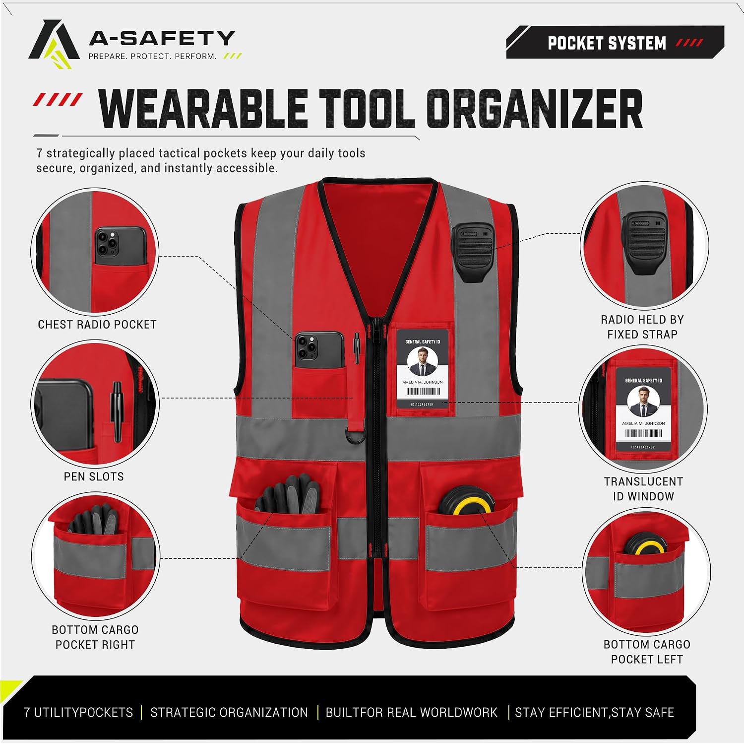 A-SAFETY High Visibility Reflective Safety Vest Customize Logo (XS-8XL)