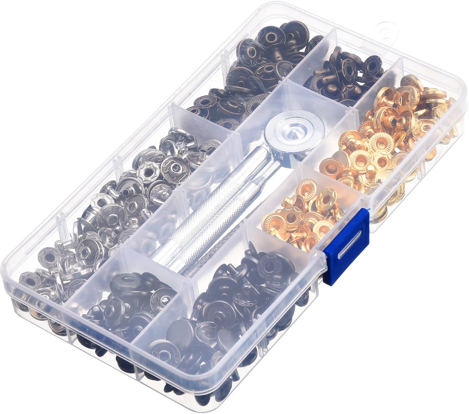 HOTOP 100 Set Snap Fasteners Leather Snaps Kit with 4 Tools, 12.5 mm