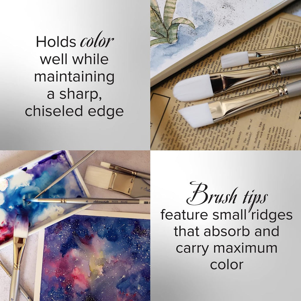 Silver Brush Limited Silverwhite Filberts Watercolor Paintbrush Set, 5pc