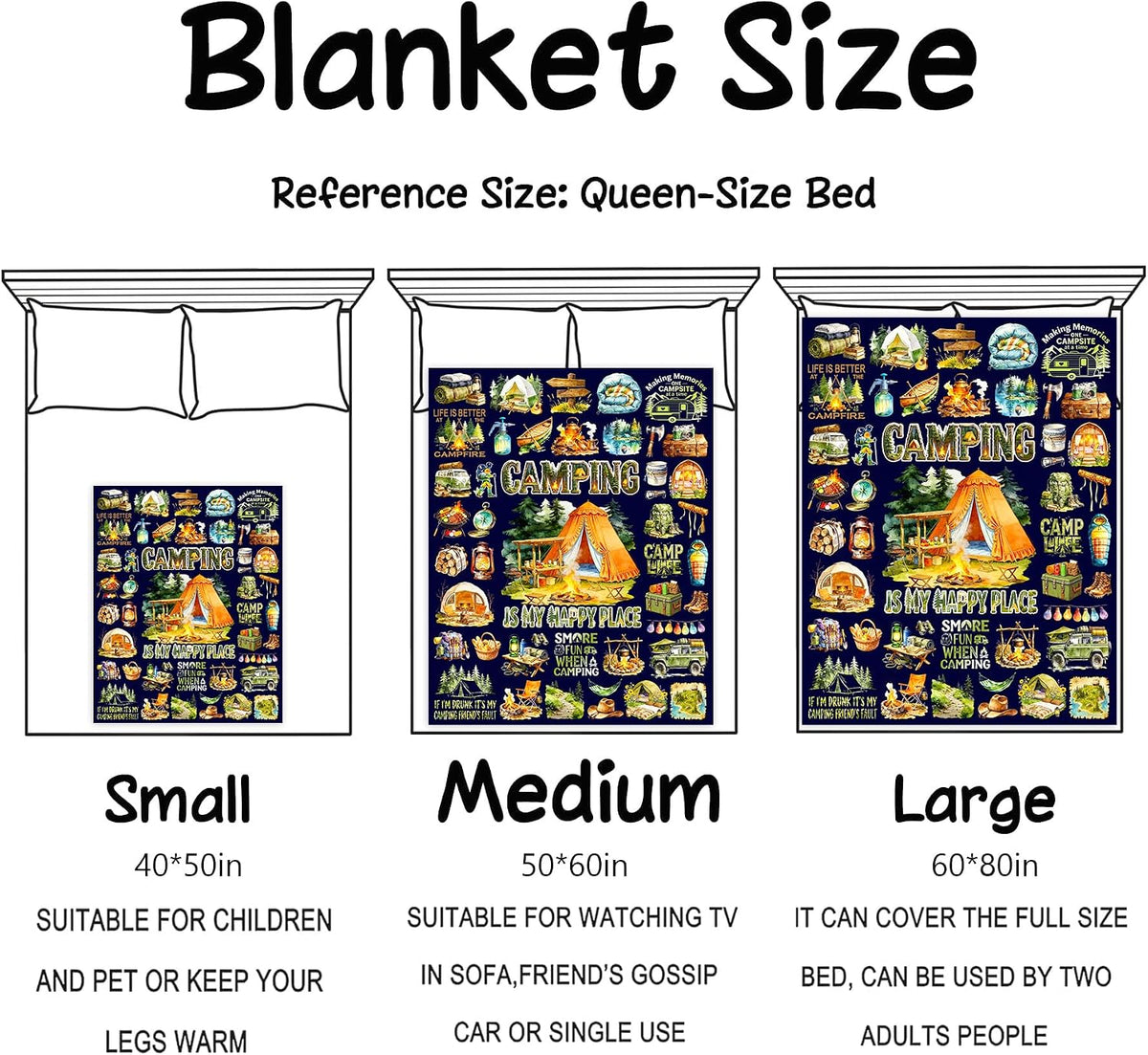 Camping Blanket Cozy Soft Flannel Camp Life Throw Blanket Funny Camping Lover Gift Stuff Merch for Boys Men Adults 50"x40"