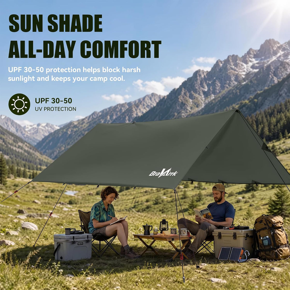 Waterproof Camping Tarp Shelter Awning Hammock Tarp 10x10Ft