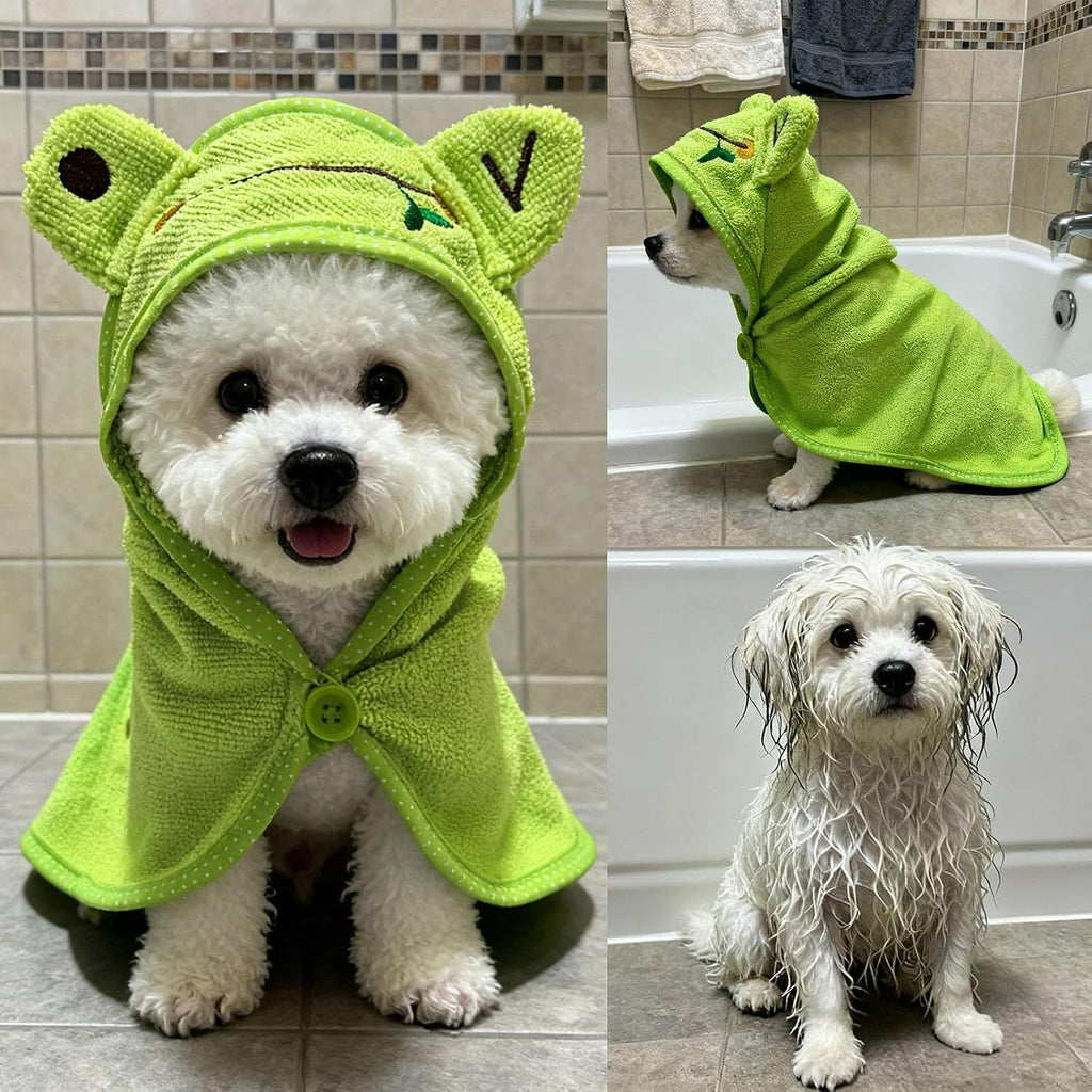 Dog Hooded Bathrobe Towel Fast Drying Absorbent Bath Warm Blanket