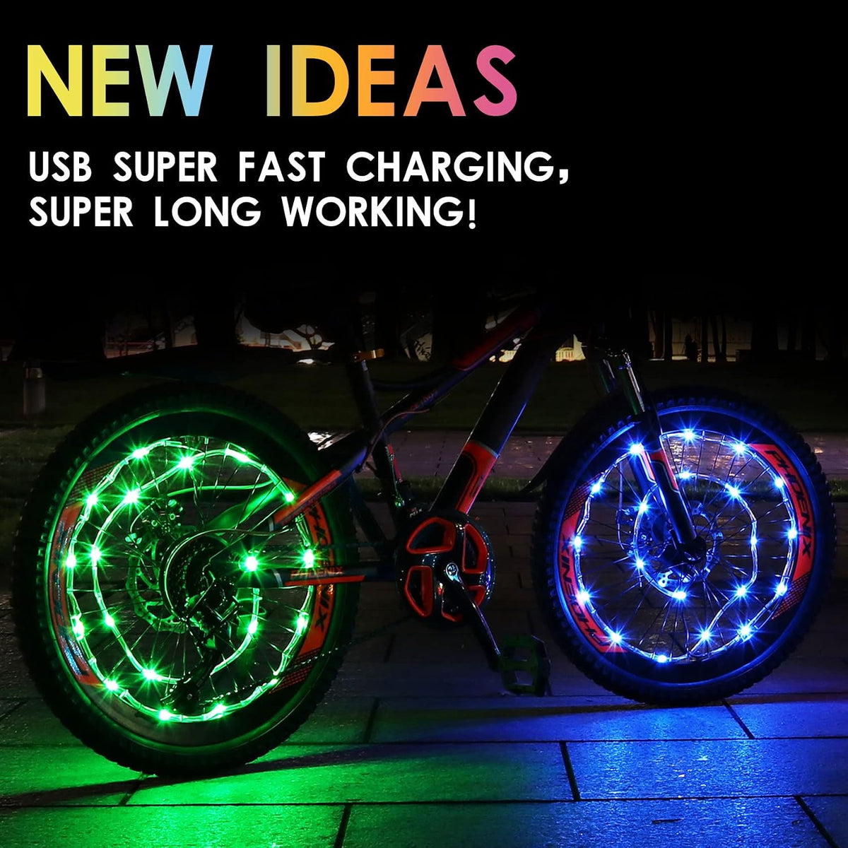 LED Bike Wheel Lights,2-Tire Pack USB Rechargeable Bike Lights with Batteries Included, Best Bicycle Lights - Stocking Stuffer Birthday Gift for Kids, Girls, Boys, Adults