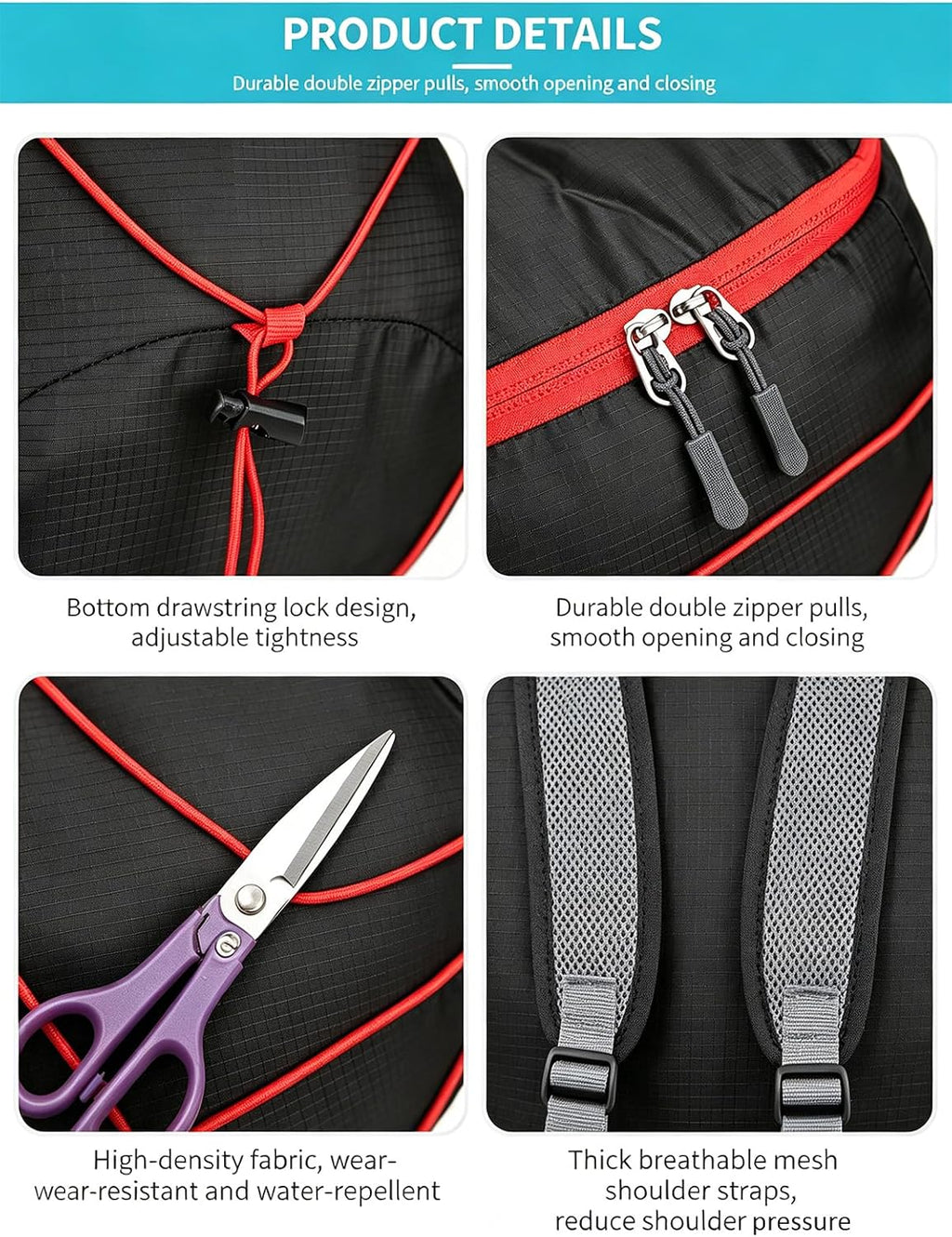 Large Capacity Foldable Outdoor Backpack Hiking Sports Daypack for Men Women Camping Travel Lightweight Packable Bag