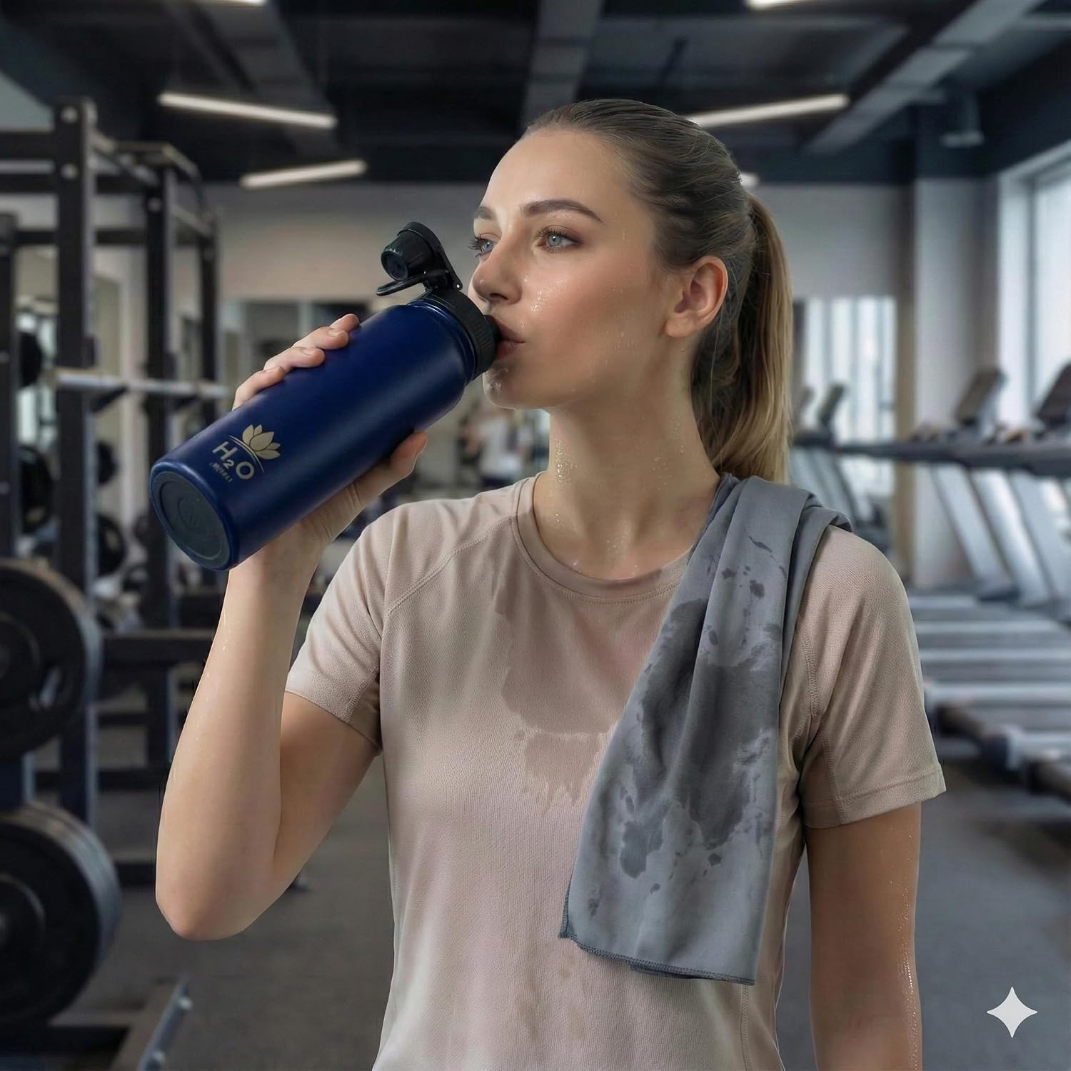 Premium 1 Liter Water Bottle (33.8 oz) with Carrying Case & Strap - Double Wall Vacuum Insulated Stainless Steel Water Bottle - Leakproof Lid, Wide Mouth, BPA-Free, Removable Strainer – Blue