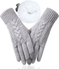 Winter Gloves for Women, Touch Screen Cold Weather Thermal Warm Knit Glove with Thick Fleece Liners Christmas Gifts