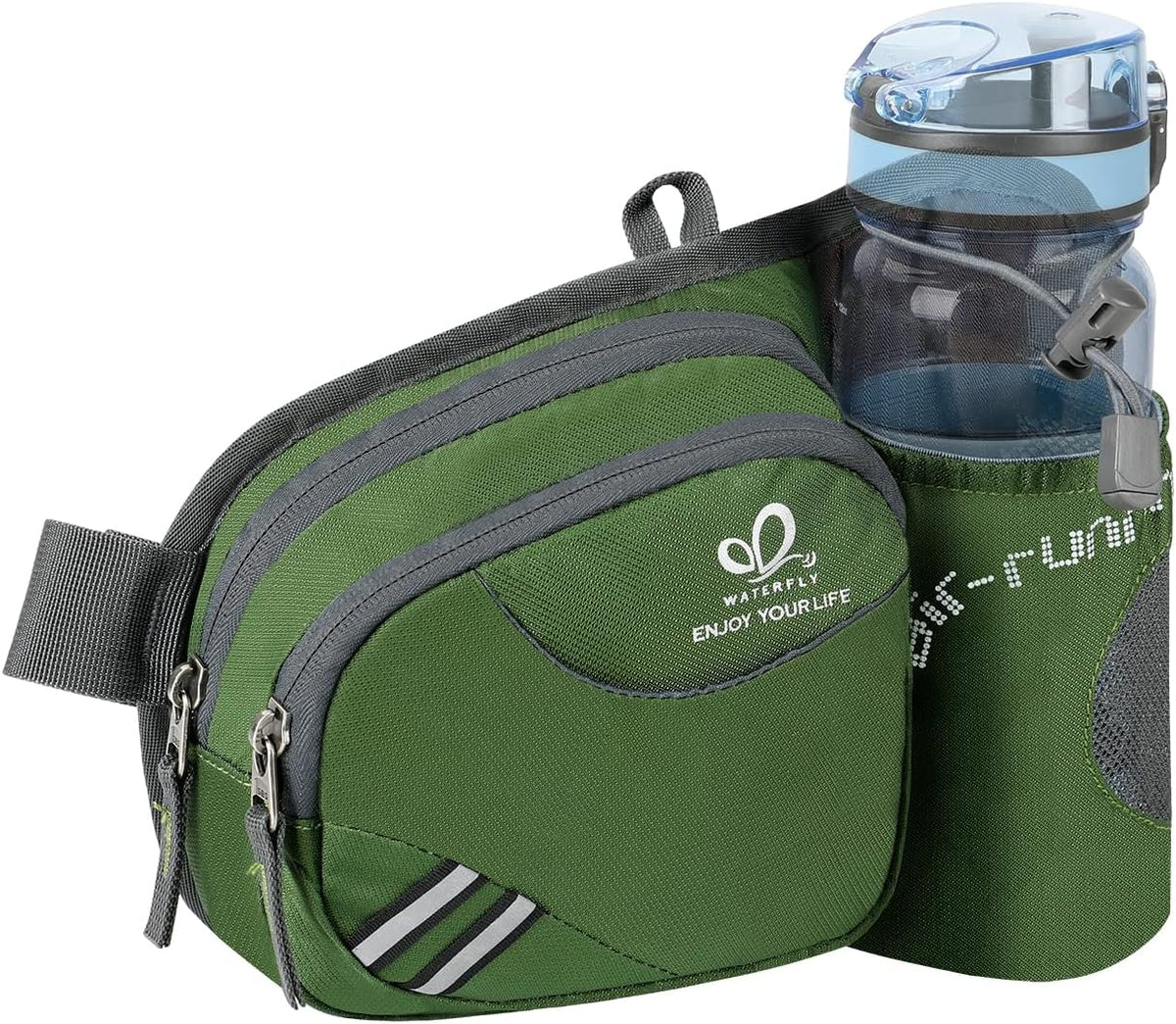 WATERFLY Fanny Pack Waist Bag: Waist Pack for Women Men with Water Bottle Holder Hiking Fanny Pack for Running Walking DogWalking Travel Cycling