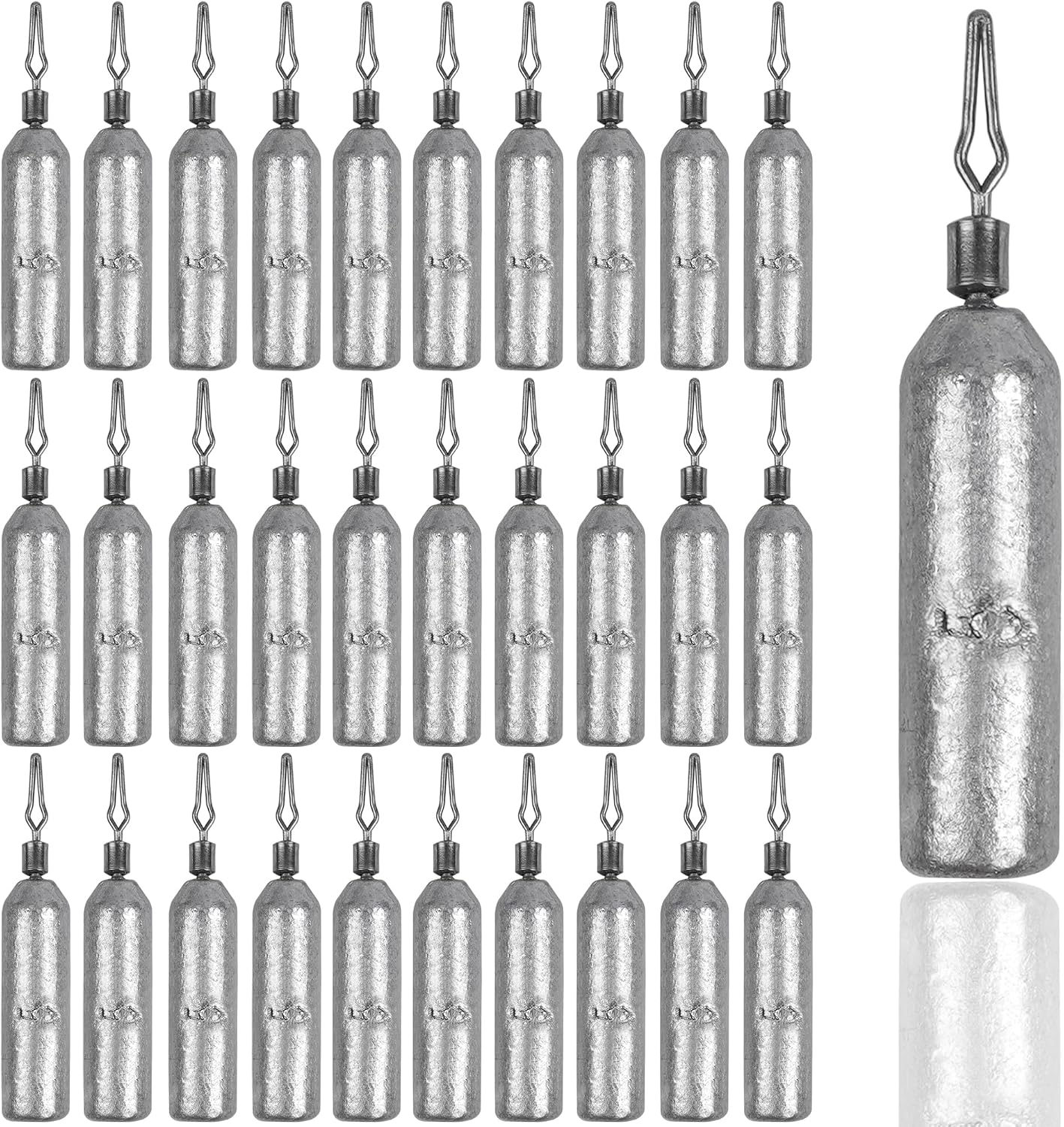 30 Pack Drop Shot Weights Skinny Pencil Sinkers for Bass Fish Drop Shot Rig
