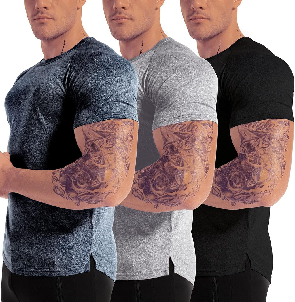 Men's 3pack Dry Fit Workout Gym T Shirts Short Sleeve Moisture Wicking Tops