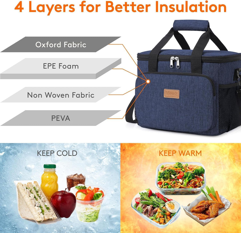 Lifewit Insulated Lunch Box for Men, Lunch Bag Cooler Women, 12-Can 9L