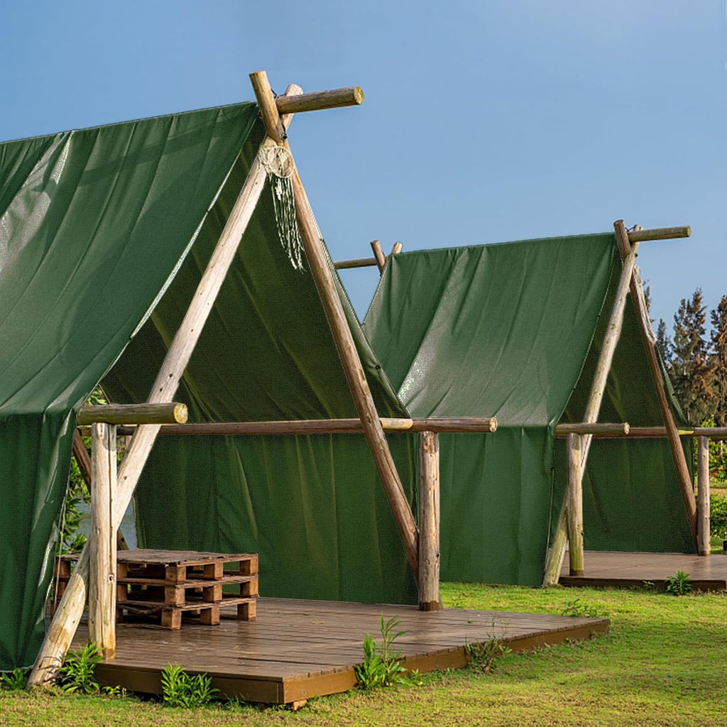FoundGo Canvas Tarp 10x12ft Heavy Duty Waterresistant Tarps with Grommets, UV Resistant, 22 Mil Tarpaulin,14 oz Durable Cloth Covers for Car, Roof, Boat, Camp, Canopy, Woodpile with Ropes-Green