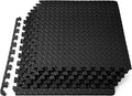 ProsourceFit Exercise Puzzle Mat ½-inch, EVA Interlocking Foam Floor Tiles for Home Gym, Workout Equipment, Kids Play Areas, Black, 24 SQ FT - 6 Tiles