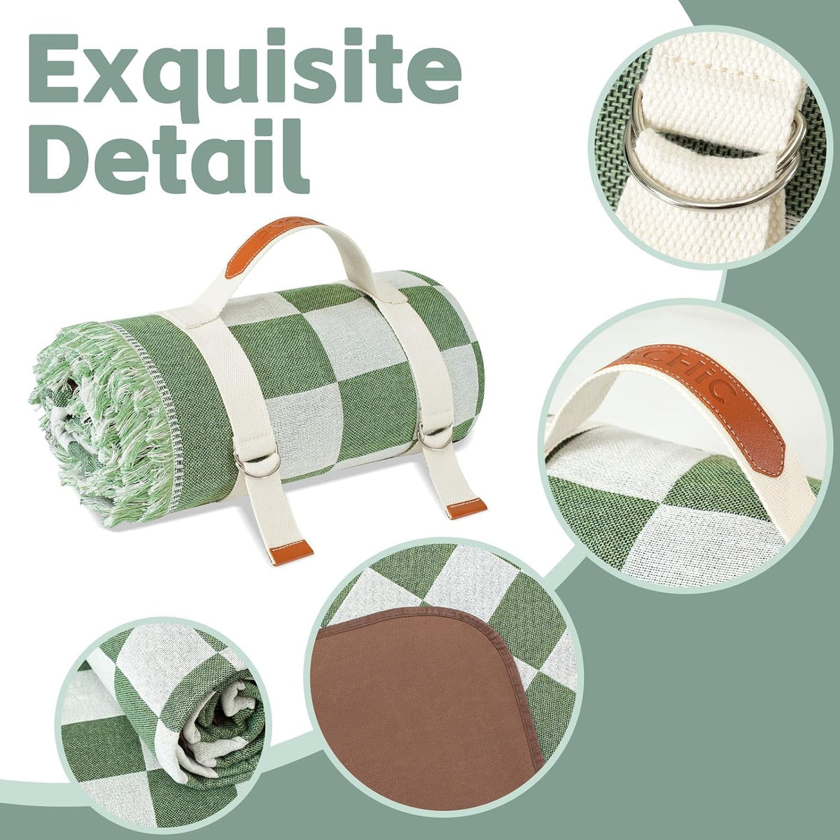 RYCHIC 2 in 1 Extra Large Camping Blanket Outdoor Rug Picnic Yoga Mat Lightweight Car Essential Roadtrip Gadget Rv Accessories Glamping Gear Must Haves Hiking Backpacking Necessities Women Beach Gift