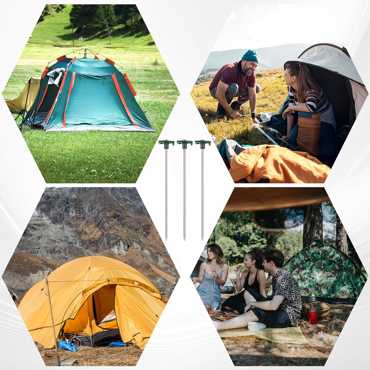 40PCS Tent Stakes Heavy Duty, 10 Inch Metal Tent Pegs Tent Spikes, Non-Rust Camping Stakes for Camping Patio, Garden, Canopies, Grassland, Outdoor