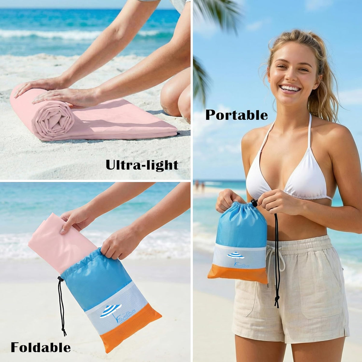 Beach Blanket Waterproof Sandproof 78''X81''/10'X9' Oversized Big Blanket