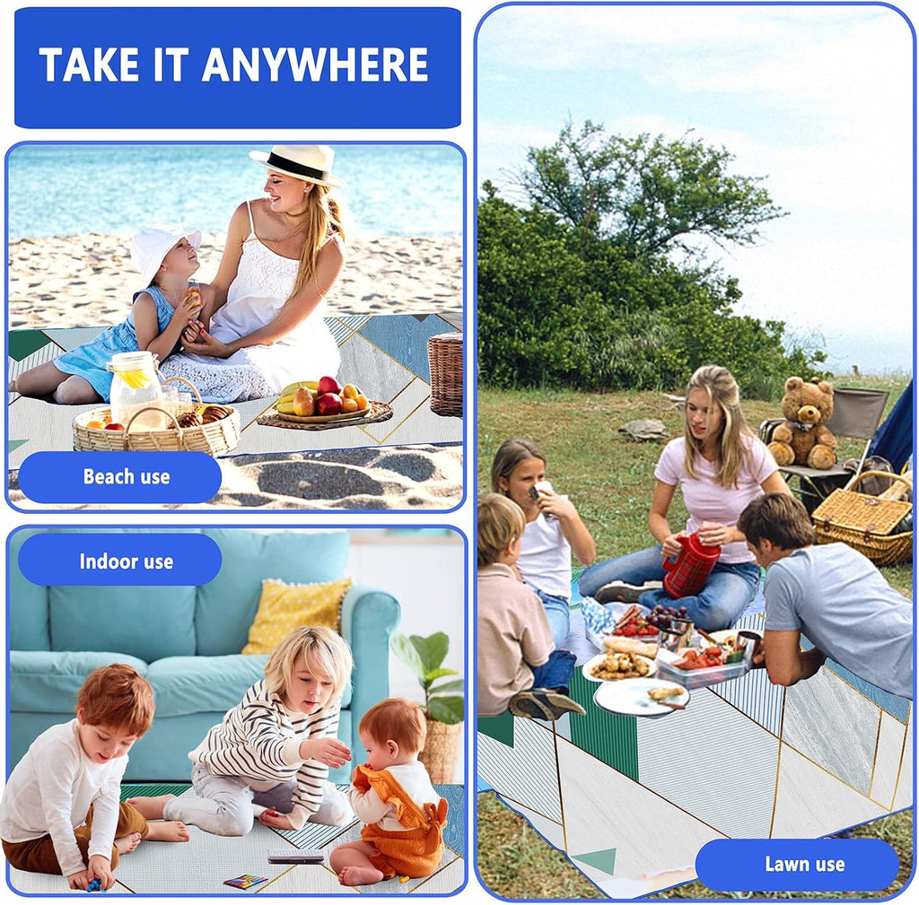 DanCoom Picnic Blanket, Foldable Waterproof Sand Mat, Extra Large Picnic Blanket Outdoor Picnic Mat Beach Blanket for Park Grass Camping Hiking Travel Family Concerts