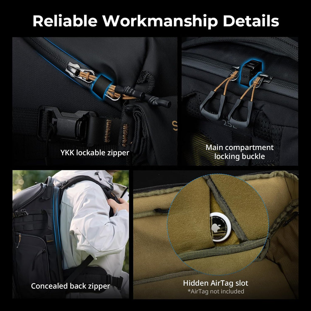 SMALLRIG Outra 25 Camera Backpack, 25L Professional DSLR/Mirrorless Bag for Sony/Canon/Nikon, Breathable Back Panel, Tripod Mount Travel & Photography Bag with 3 Accessory Pouch, Rain Cover
