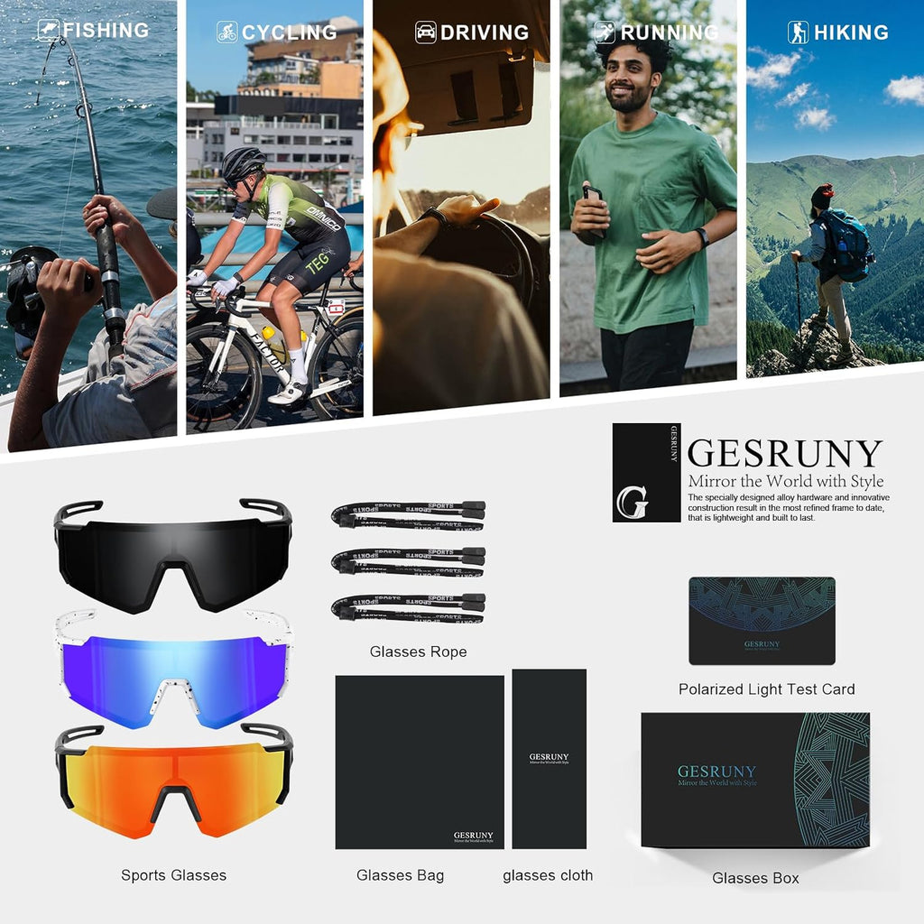 Polarized Sport Sunglasses Men Women TR90 Lightweight UV400