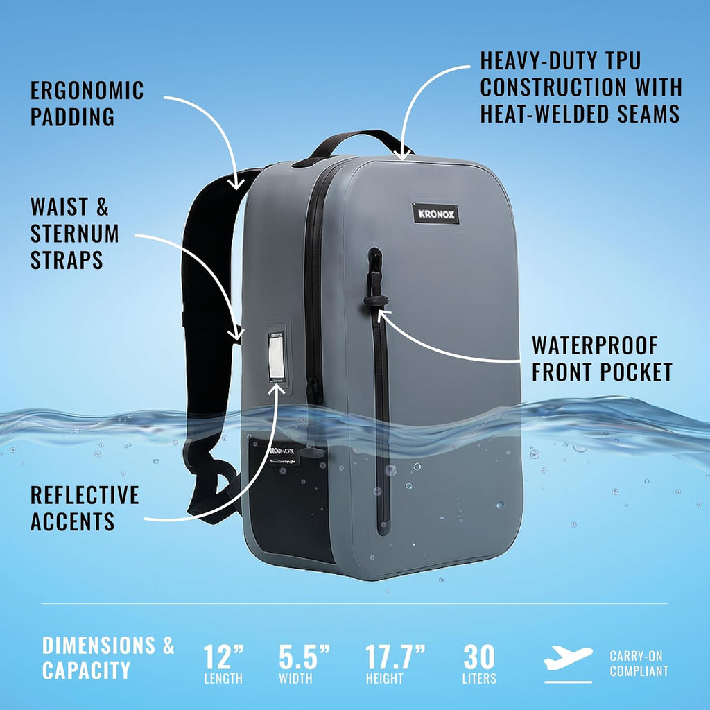KRONOX 25L Waterproof Backpack for Men – IPX7 Submersible Dry Bag, Lightweight & Durable for Travel, Motorcycle, Kayak