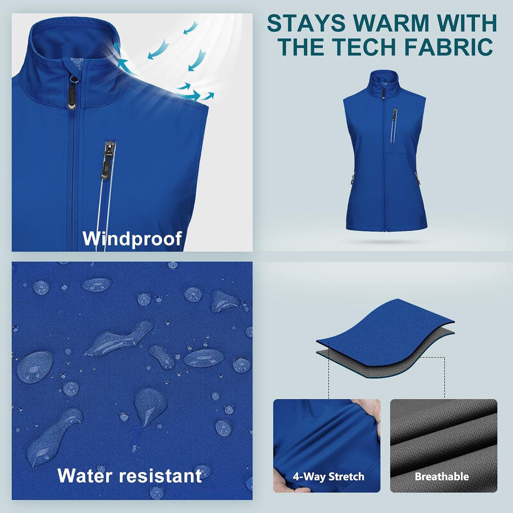 33,000ft Women's Lightweight Running Vest with 6 Pockets for Travel Golf