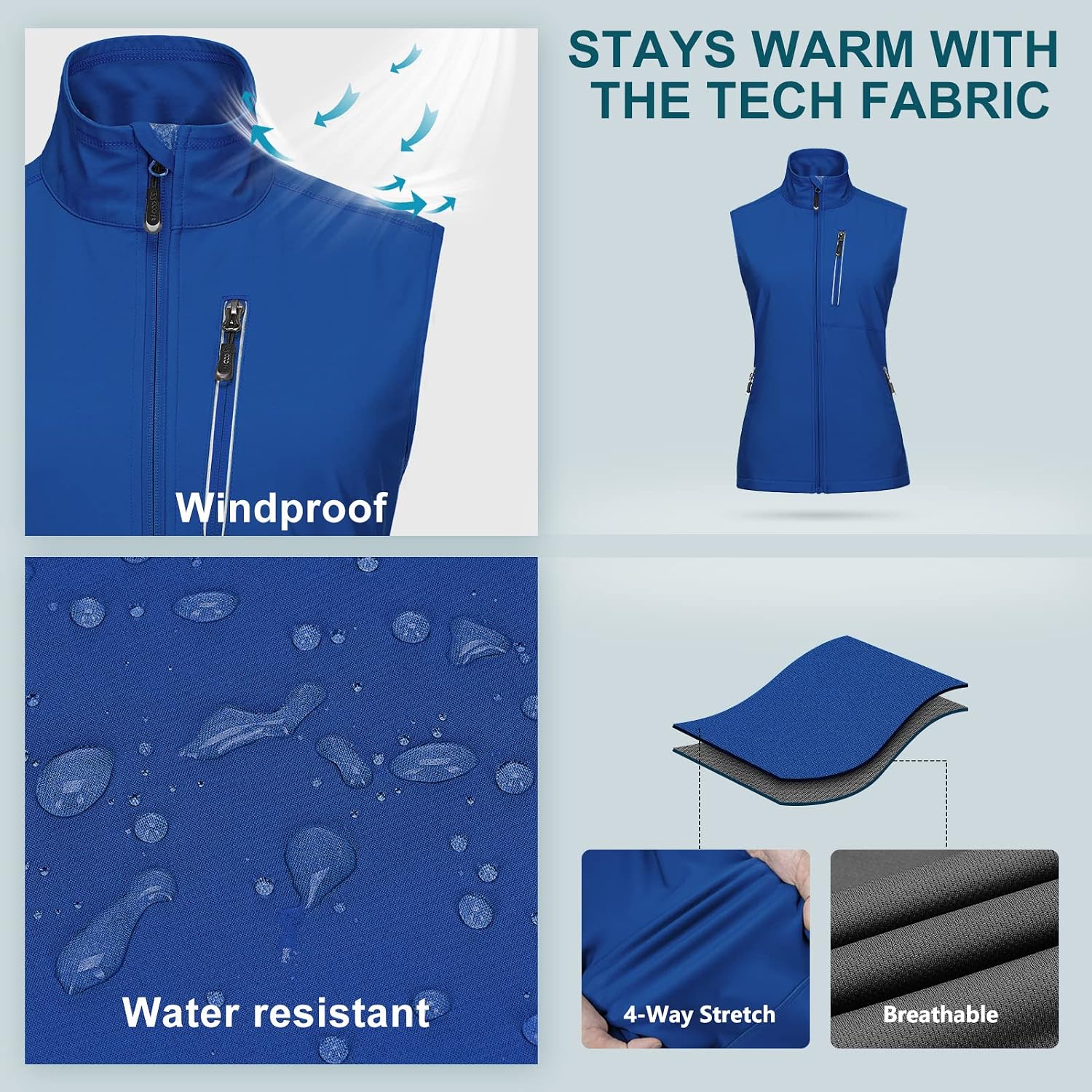 33,000ft Women's Lightweight Running Vest with 6 Pockets for Travel Golf