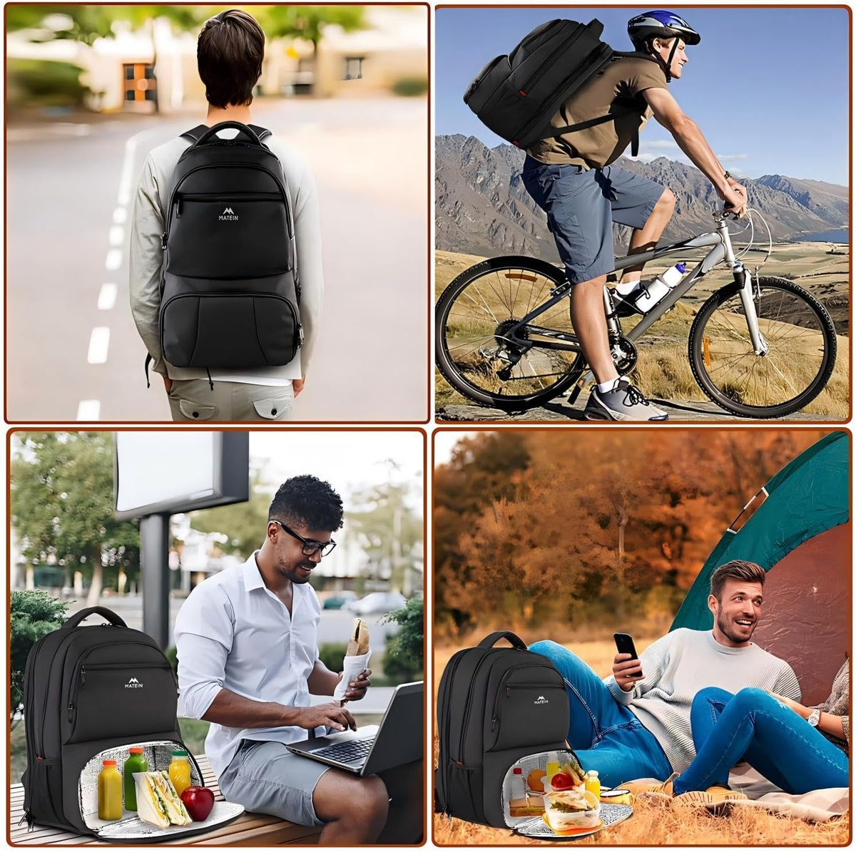 MATEIN Lunch Backpack for Men, 17 Inch Work Backpack with Lunch Compartment