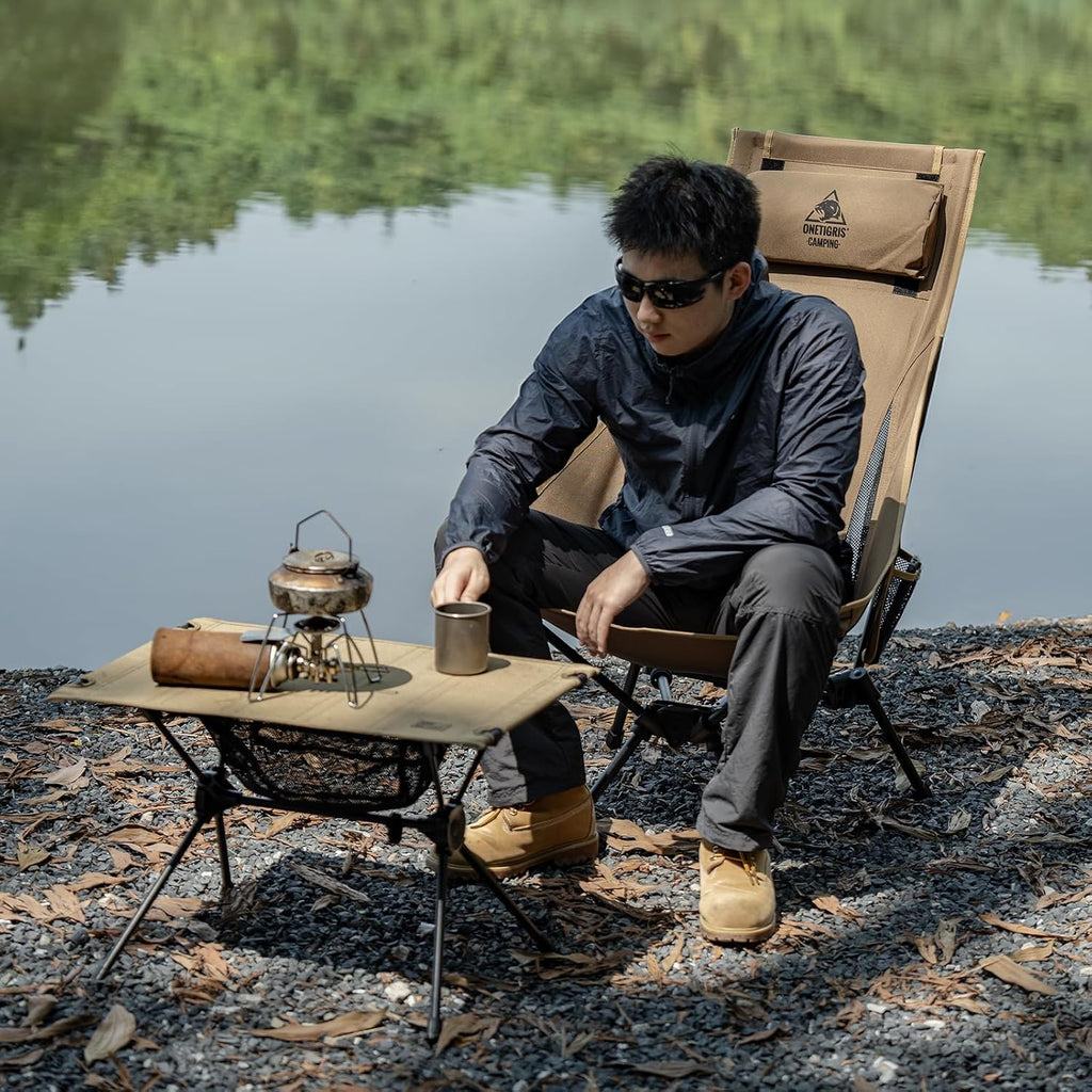 ONETIGRIS Tigerblade High Back Camping Chair with Pillow Design, Comfortable Widened Seat Folding Chair