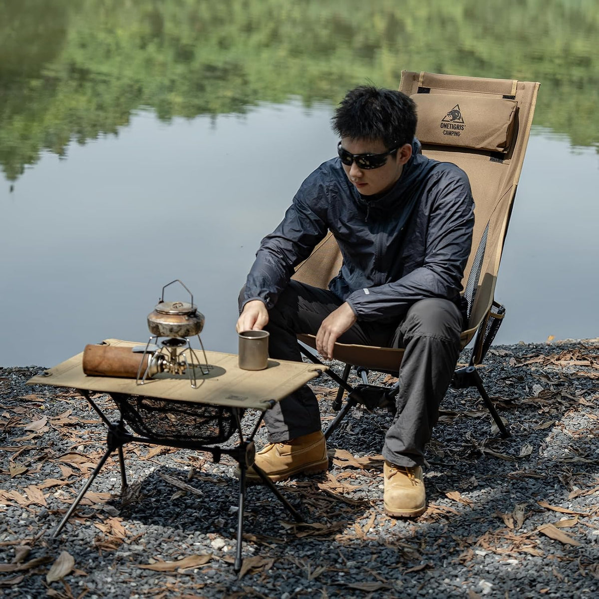 ONETIGRIS Tigerblade High Back Camping Chair with Pillow Design, Comfortable Widened Seat Folding Chair
