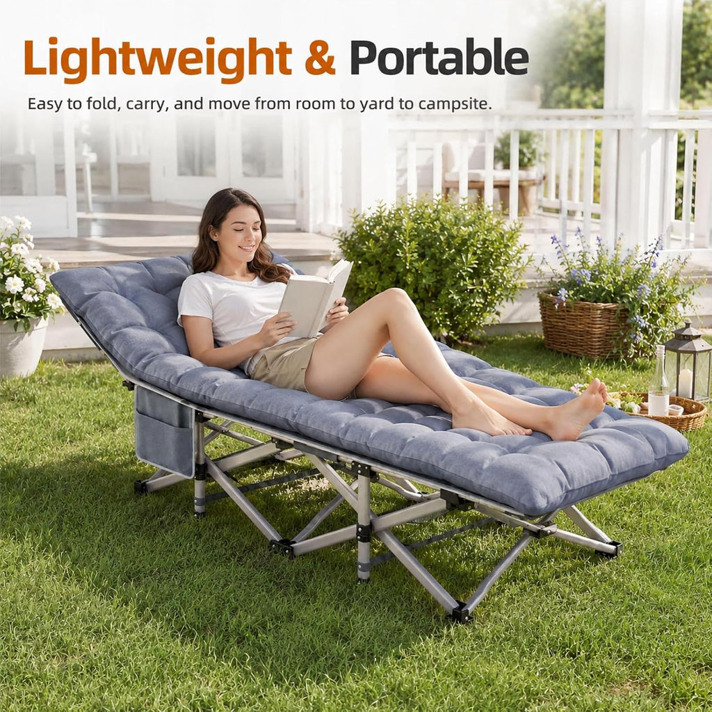 Fenbeli Camping Cot for Adults, 2 Pack Camp Bed with Thicker Cushion, 800LB