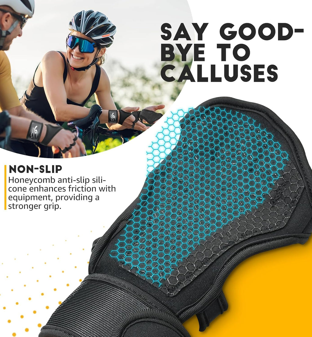 HiRui Ventilated Workout Gloves for Men Women, Built-in Wrist Wraps and Non-Slip Palm Silicone to Avoid Calluses, Exercise Gym Gloves for Training Powerlifting Weightlifting