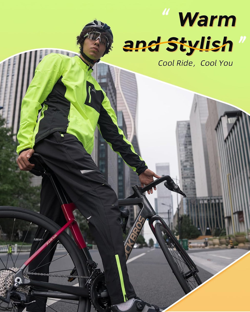 ROCKBROS Men's Winter Cycling Pants Thermal Windproof Bike Tights