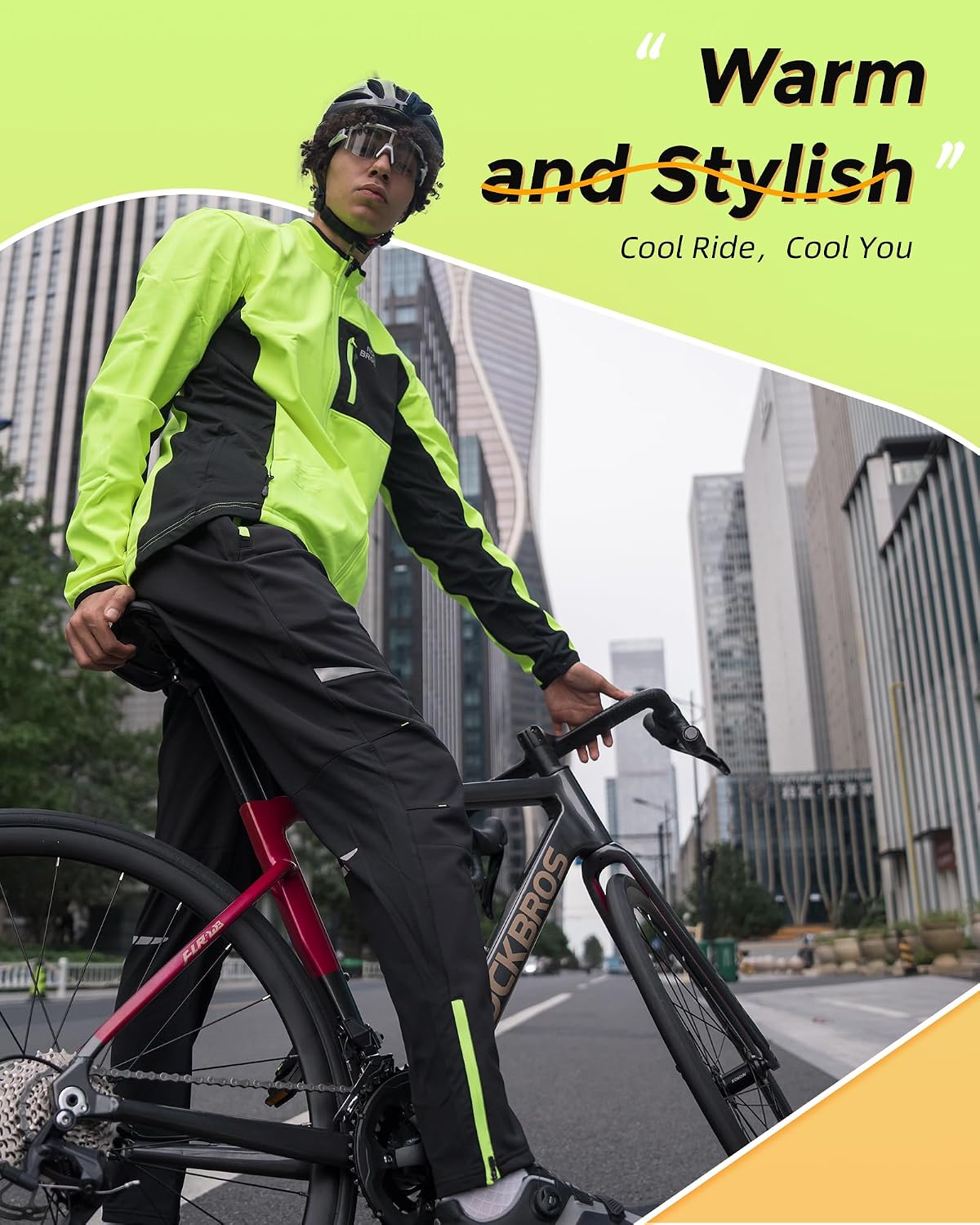 ROCKBROS Men's Winter Cycling Pants Thermal Windproof Bike Tights