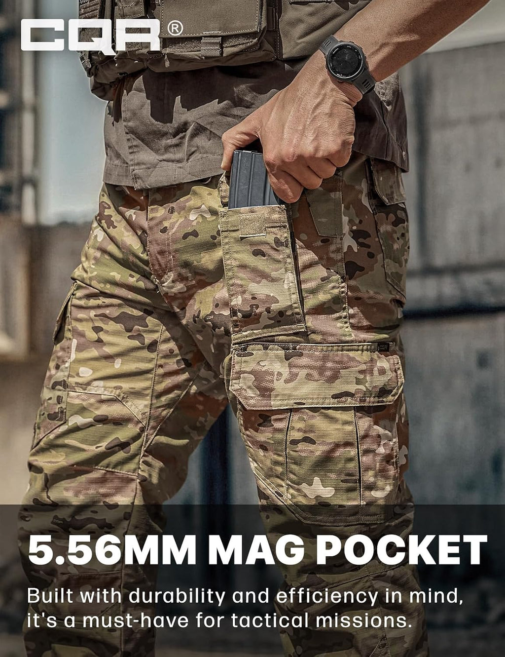 CQR Men's Tactical Pants, Water Resistant Ripstop Cargo Pants, Lightweight EDC Work Hiking Pants, Outdoor Apparel