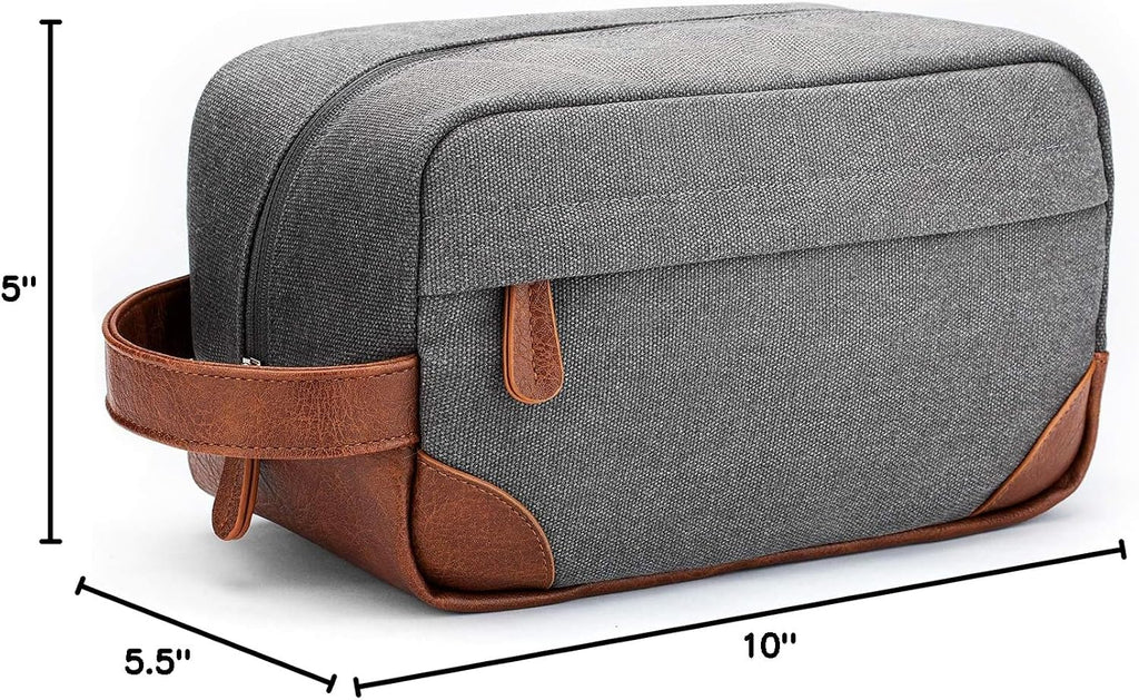 Vorspack Canvas Travel Toiletry Bag for Men, Medium, Light Grey