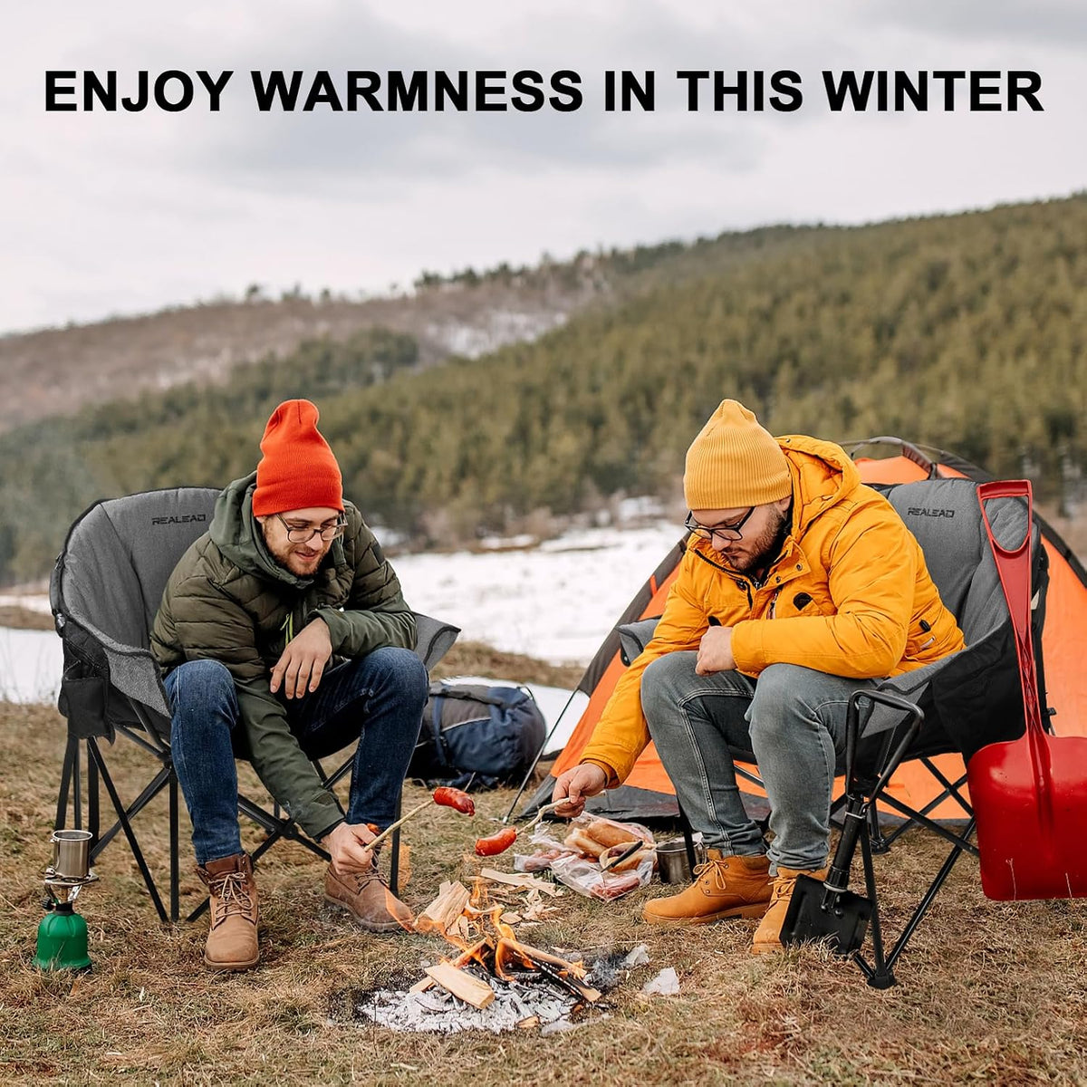 REALEAD Oversized Heated Chairs Outdoor Sports with Fully Thick Padded