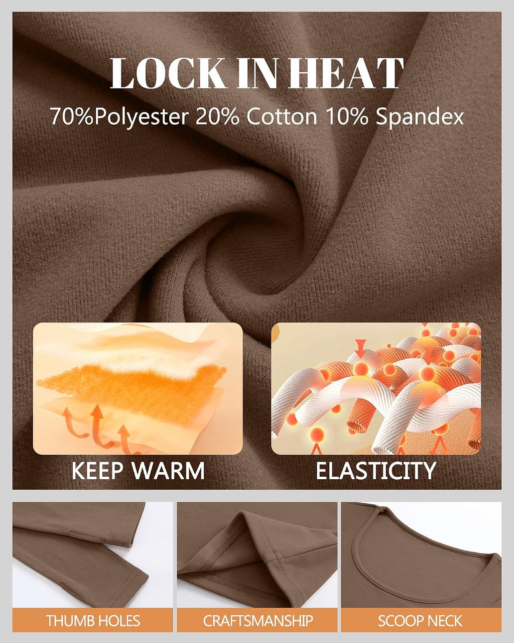 Riyiper 3 Pack Women's Thermal Long Sleeve Shirts Scoop Neck Top