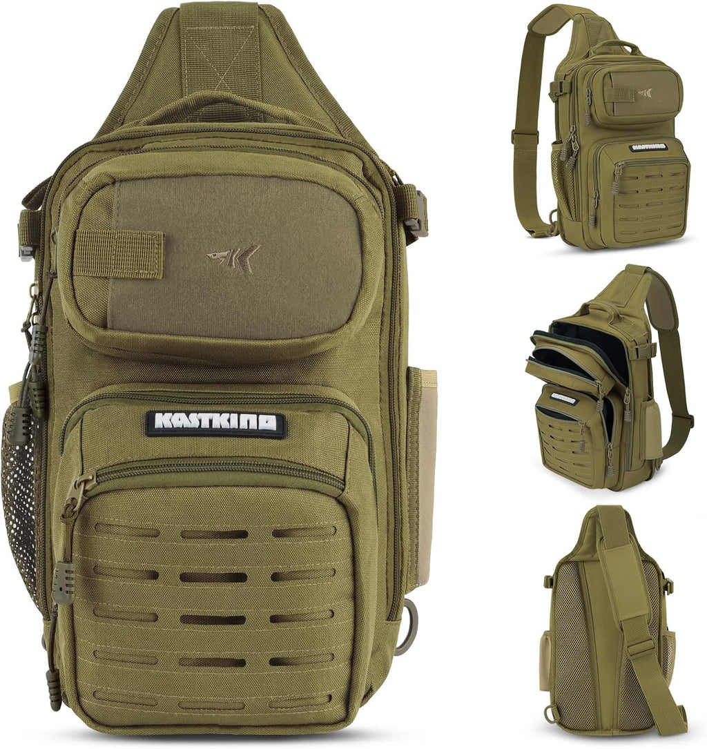KastKing Blowbak Fishing Sling Bag, Fishing Backpack with Rod Holder