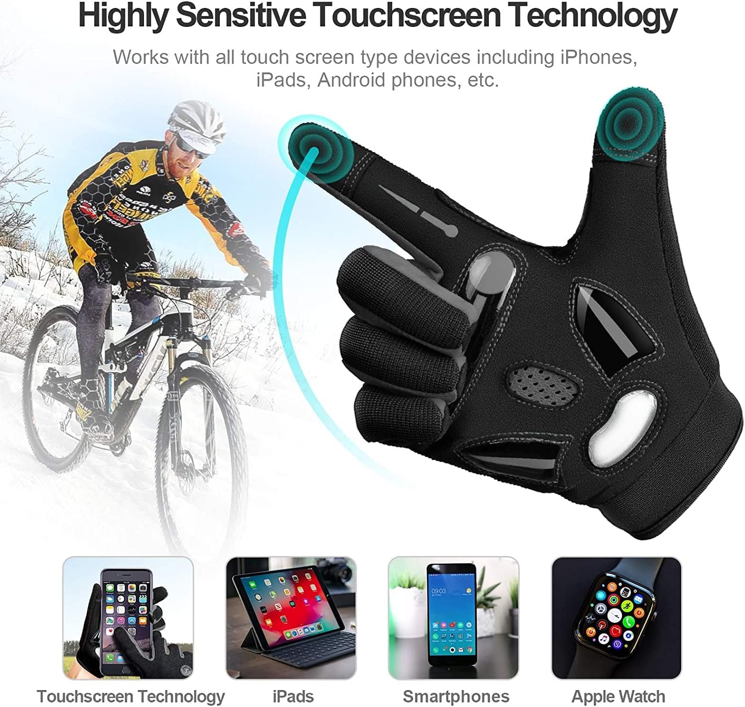 Cycling Gloves Men Women,Touchscreen Full Finger Mountain Bike Gloves