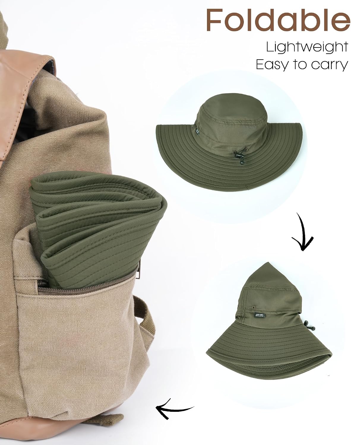FURTALK Sun Hats for Men Women Packable Wide Brim Summer UV Protective Bucket Hat UPF 50+ Hat for Fishing Hiking