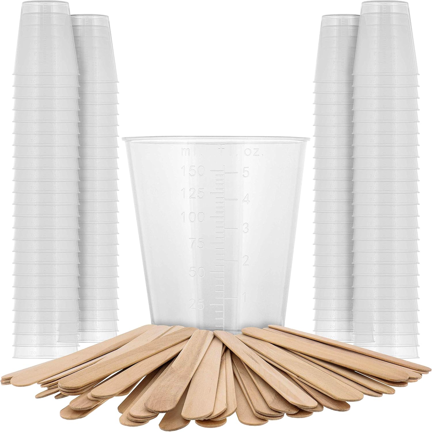 Pouring Masters 3 Oz (90 ml) Liquid Measuring Cups, 50 Pack with 25 Sticks