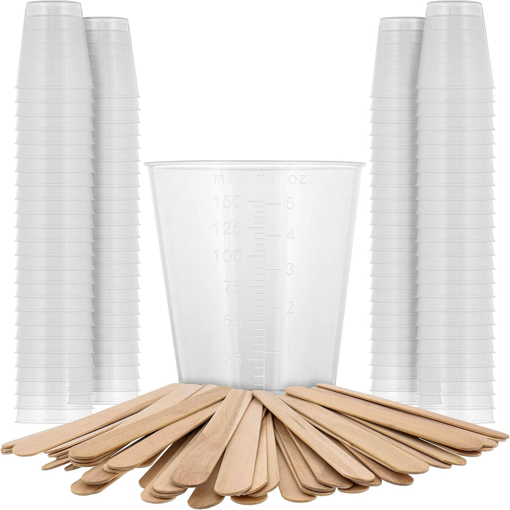 Pouring Masters 2 Oz (60 ml) Liquid Measuring Cups, 50 Pack with 25 Sticks