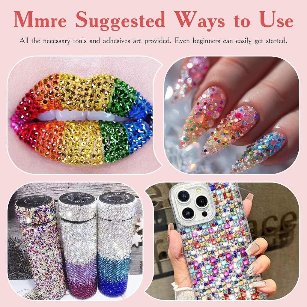 80000Pcs Bedazzling Kit, 42 Colors 3mm Flatback Rhinestones with 3 B7000 Glue & Tools, Bedazzler Kit for Crafts Clothes Tumblers Nail Art & Diamond Painting - Christmas Birthday Gift for Girls
