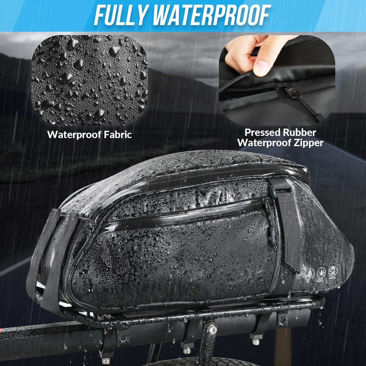 WOTOW Rear Bike Rack Bag, 8L Waterproof Bike Storage Saddle Bag for Bicycle
