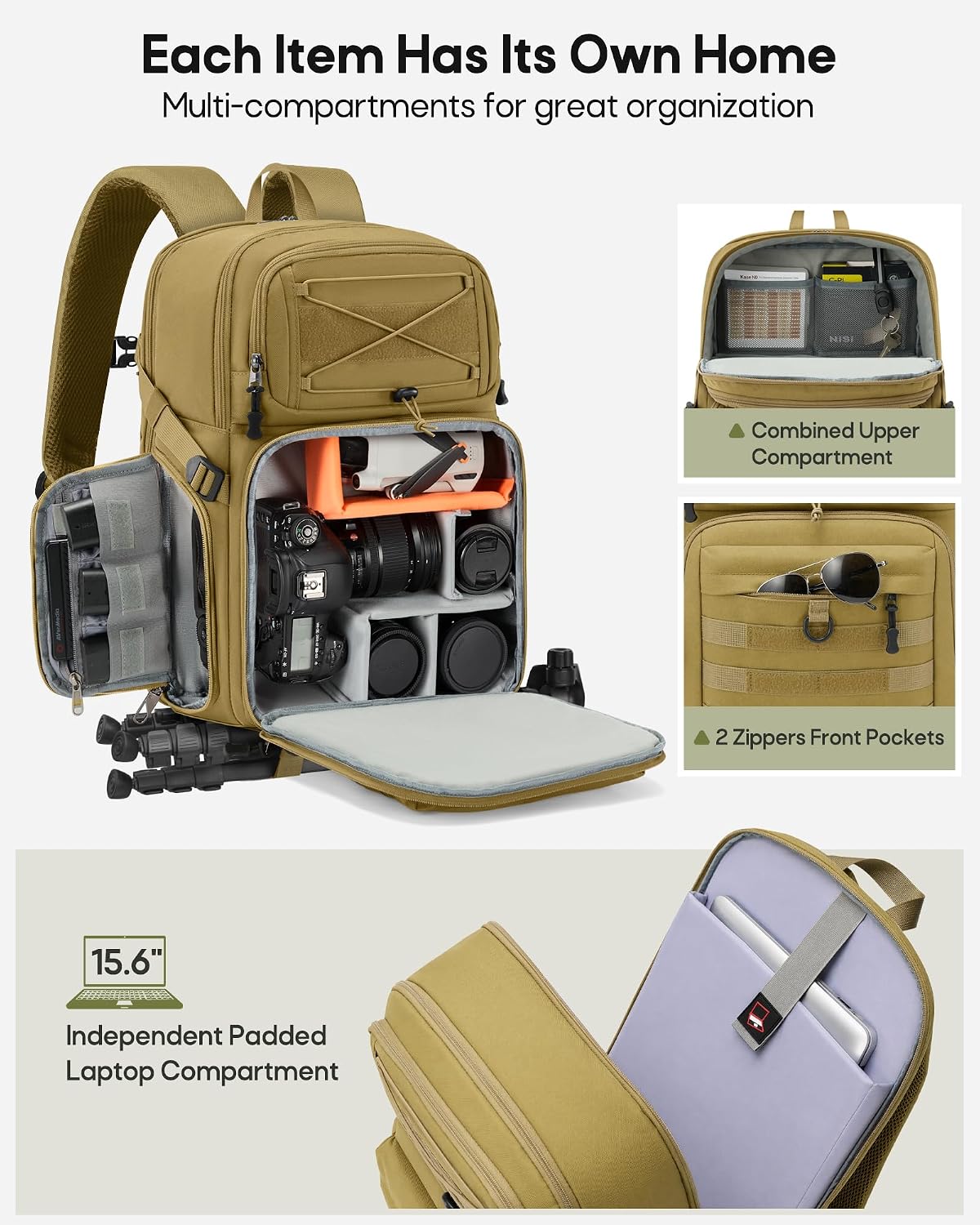 RAINSMORE Camera Backpack, DSLR/SLR/Mirrorless Tactical Camera Bag Cases