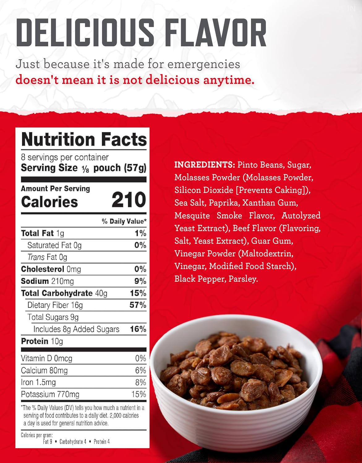 READYWISE Emergency Food Survival Supply BBQ Beans Bucket, 120 Servings
