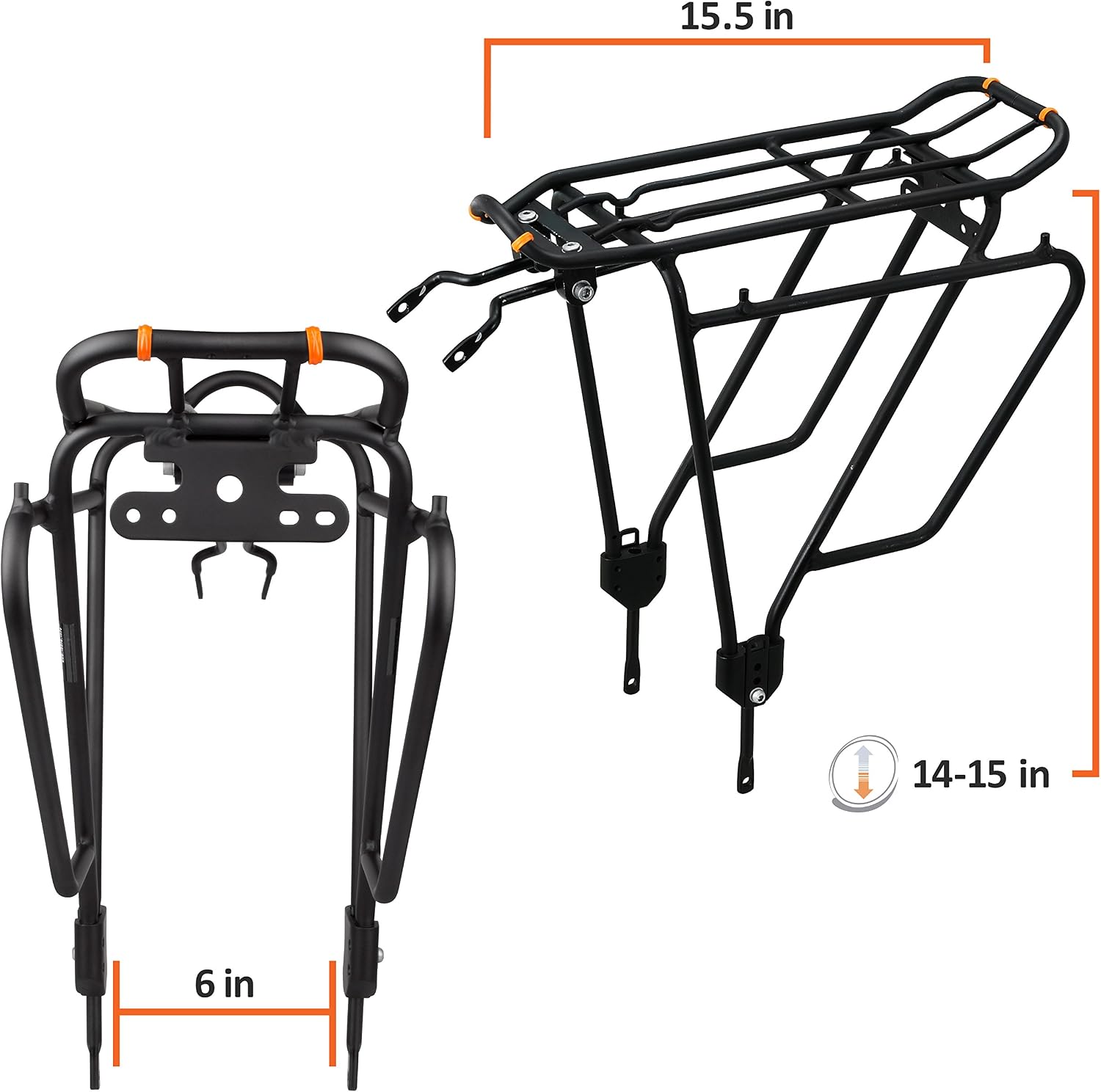 Ibera PakRak Touring Bicycle Seatpost/Disc/Non/Disc Rack and Quick Release Bag (Non-Disc Brake Rack + Trunk Bag with Expandable Panniers)