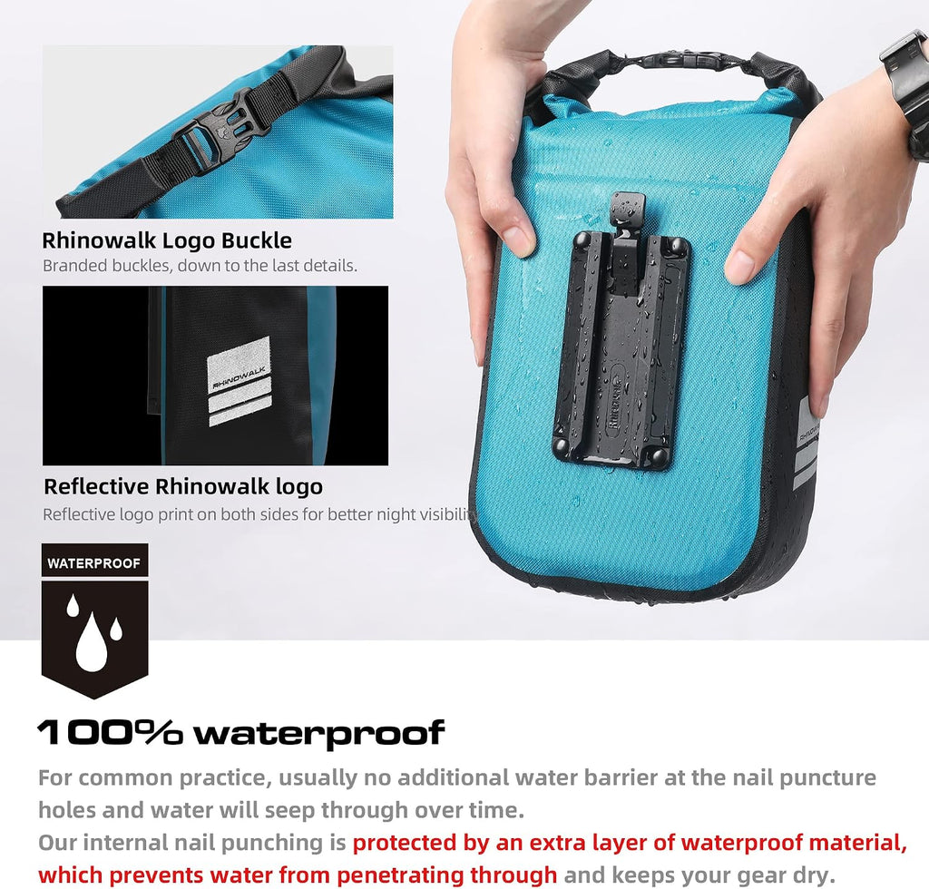Rhinowalk Bike front fork Waterproof Bag Bike Pannier Bag Saddle Bag Fork Bag Rack Bicycle Bag Shoulder Bag for E-Scooter Mountain Bike Accessories [Blue 4L]